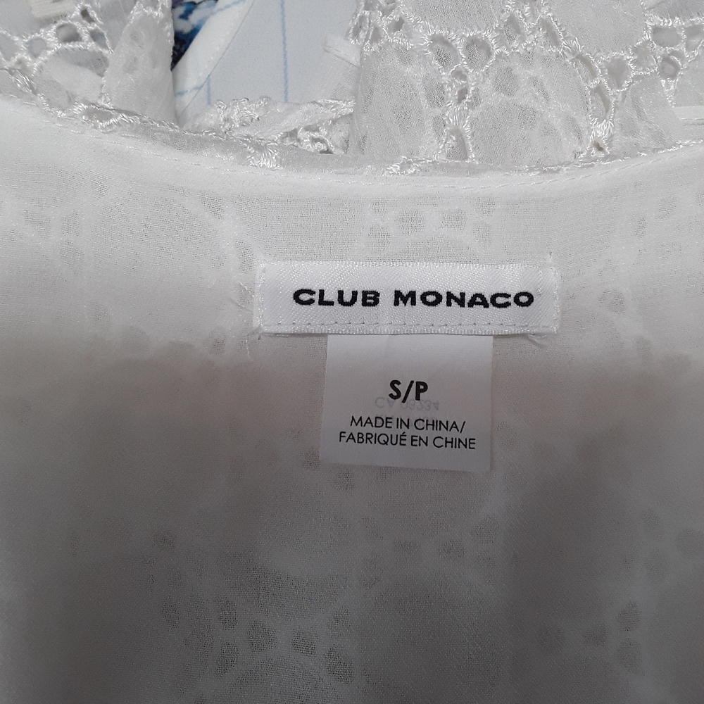 Club Monaco White Cold Shoulder Volty Silk Top EUC sz S - Picture 11 of 13